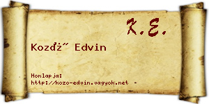 Kozó Edvin névjegykártya